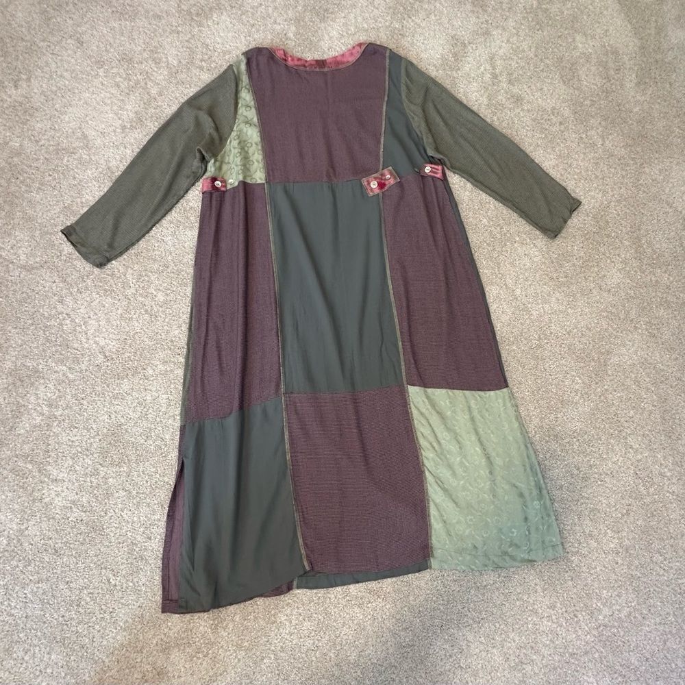 NWOT💼Surya II Patchwork Maxi Dress with Matching Purse Dusty Rose and Green - Picture 7 of 11